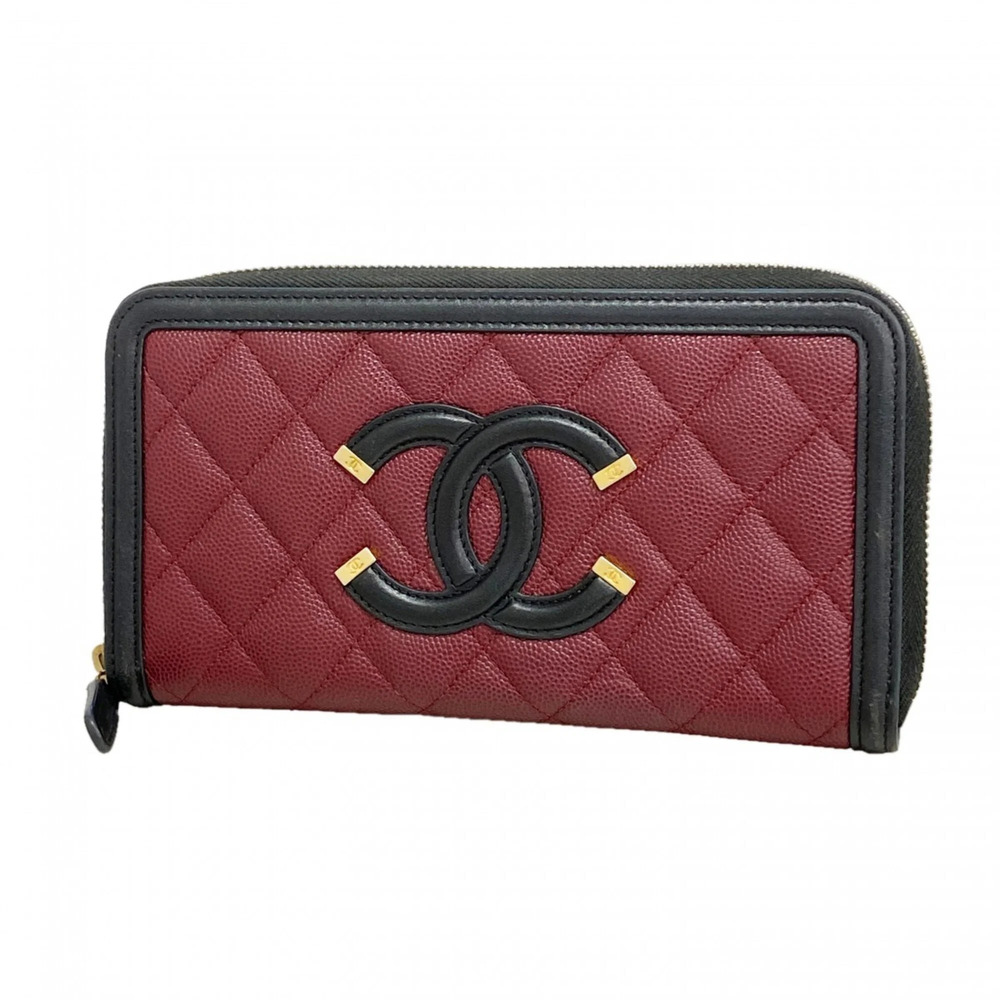 CHANEL Black Caviar Leather Wallet